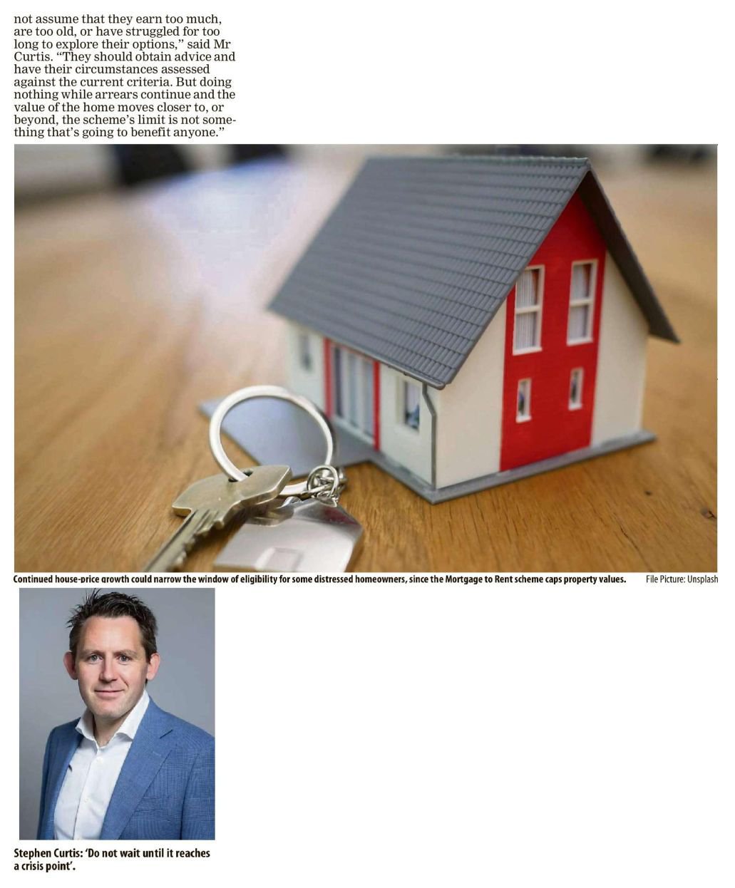 Continuation of the Irish Examiner article, with a photo of Stephen Curtis, CEO of Irish Homes.